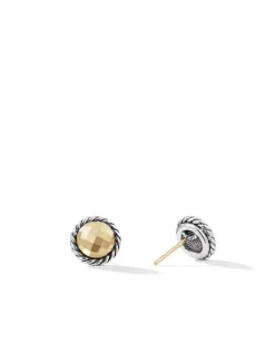 Petite Chatelaine® Stud Earrings In Sterling Silver With 18k Yellow Gold Domes