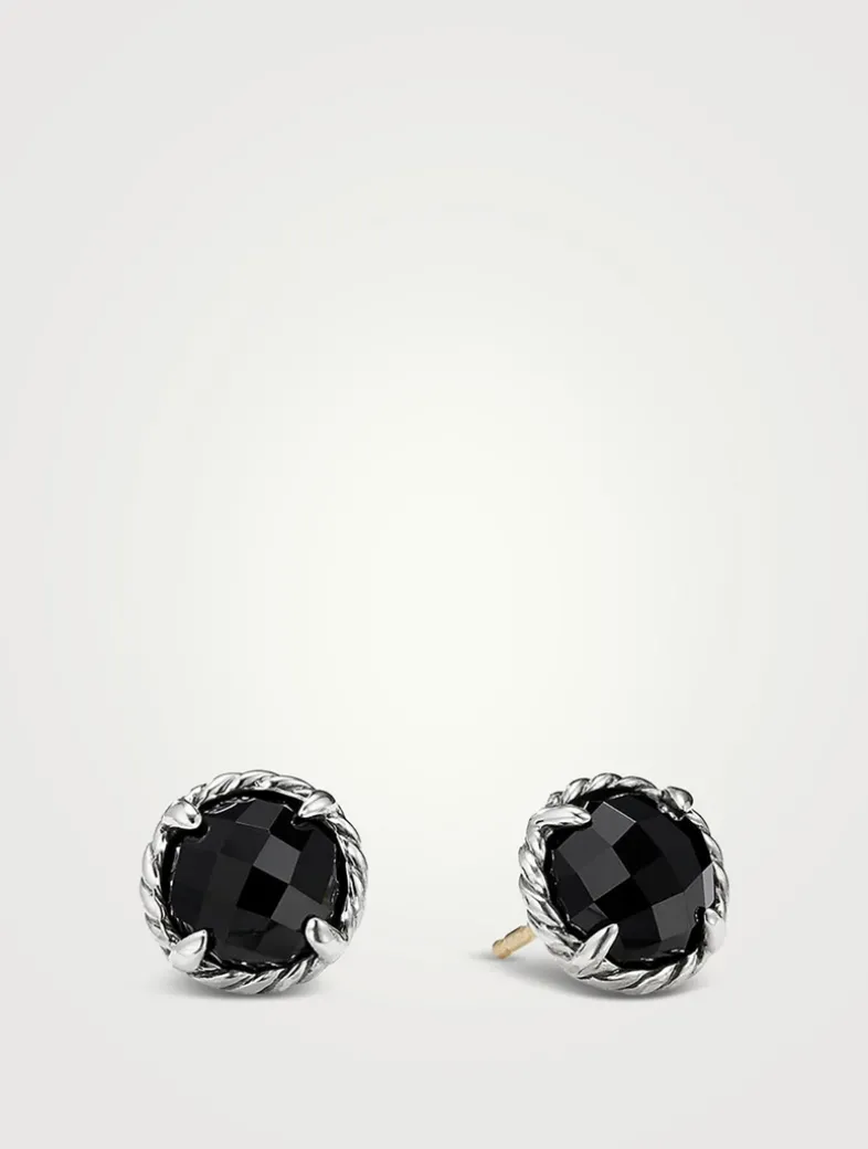 Petite Chatelaine® Stud Earrings In Sterling Silver With Black Onyx