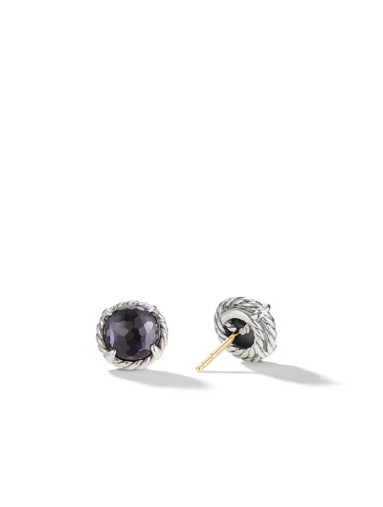 Petite Chatelaine® Stud Earrings In Sterling Silver With Black Onyx