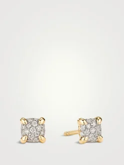 Petite Chatelaine® Stud Earrings In 18k Yellow Gold With Pavé Diamonds