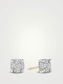 Petite Chatelaine® Stud Earrings In Sterling Silver With Full Pavé Diamonds