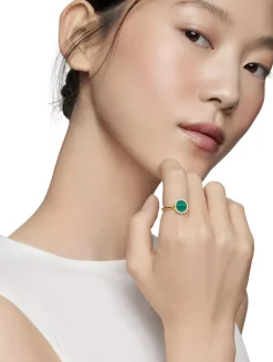 Petite Dy Elements® Ring In 18k Yellow Gold With Mother Of Pearl And Pavé Diamonds