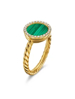 Petite Dy Elements® Ring In 18k Yellow Gold With Mother Of Pearl And Pavé Diamonds