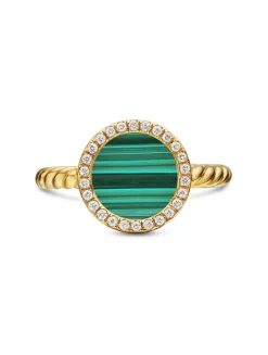 Petite Dy Elements® Ring In 18k Yellow Gold With Mother Of Pearl And Pavé Diamonds