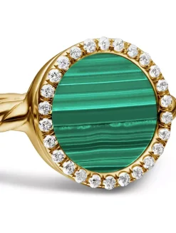 Petite Dy Elements® Ring In 18k Yellow Gold With Mother Of Pearl And Pavé Diamonds