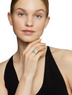 Petite Dy Elements® Ring In 18k Yellow Gold With Mother Of Pearl And Pavé Diamonds