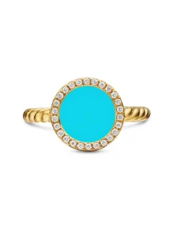Petite Dy Elements® Ring In 18k Yellow Gold With Mother Of Pearl And Pavé Diamonds