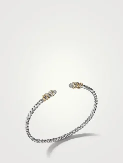 Petite Helena Bracelet In Sterling Silver With 18k Yellow Gold And Pavé Diamonds