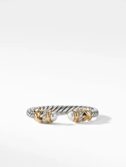 Petite Helena Ring In Sterling Silver With 18k Yellow Gold Domes And Pavé Diamonds