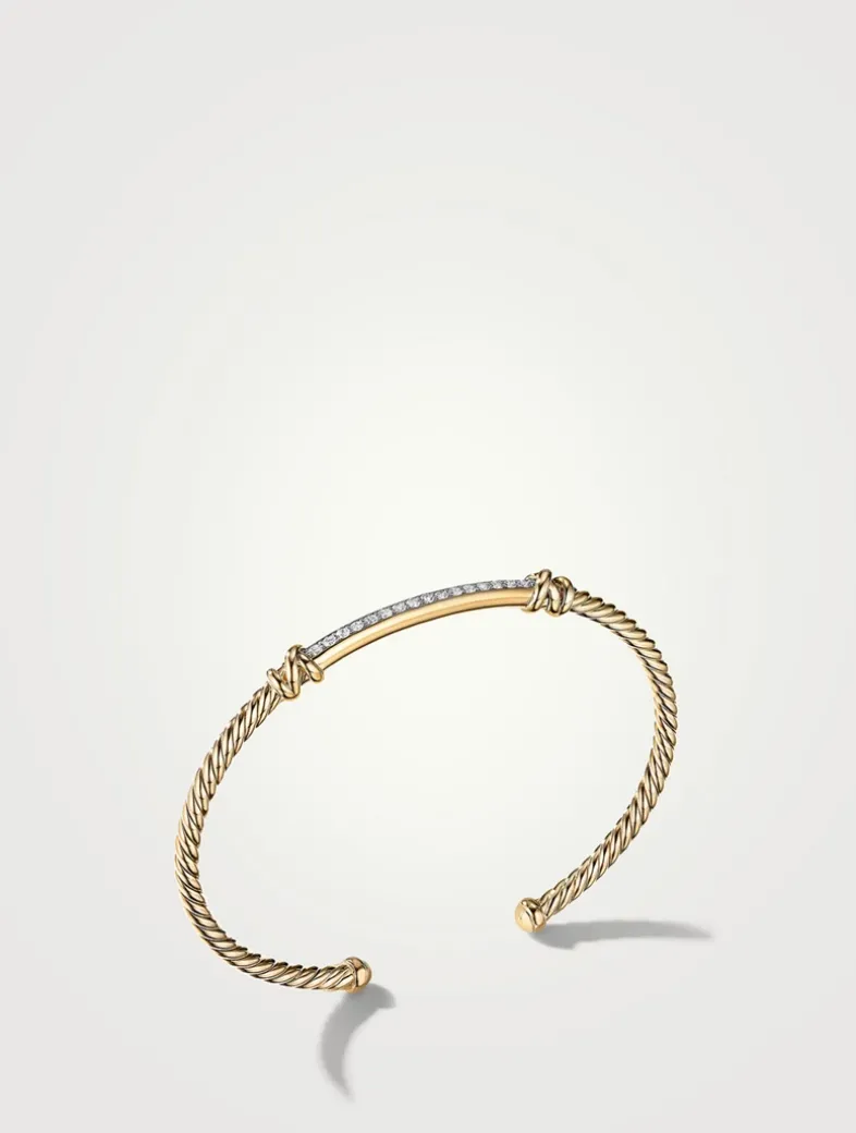 Petite Helena Two Station Wrap Bracelet In 18k Yellow Gold With Pavé Diamonds