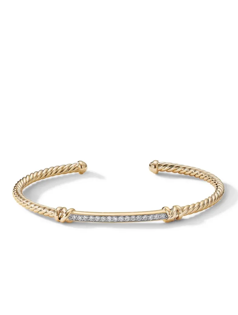 Petite Helena Two Station Wrap Bracelet In 18k Yellow Gold With Pavé Diamonds