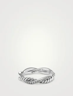 Petite Infinity Band Ring In Sterling Silver With Pavé Diamonds