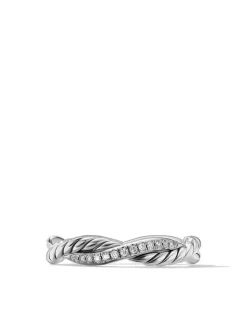 Petite Infinity Band Ring In Sterling Silver With Pavé Diamonds