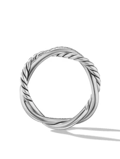 Petite Infinity Band Ring In Sterling Silver With Pavé Diamonds