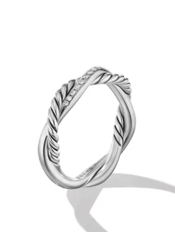 Petite Infinity Band Ring In Sterling Silver With Pavé Diamonds