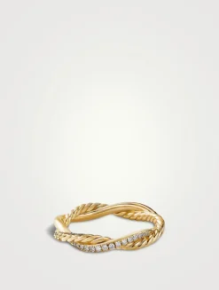 Petite Infinity Band Ring In 18k Yellow Gold With Pavé Diamonds
