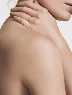 Petite Infinity Band Ring In 18k Yellow Gold With Pavé Diamonds