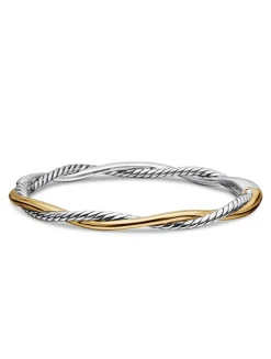Petite Infinity Bracelet In Sterling Silver With 14k Yellow Gold, 4.4mm