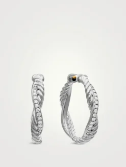 Petite Infinity Hoop Earrings In Sterling Silver With Diamonds, 17.3mm