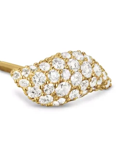 Petite Pavé Flute Stud Earrings In 18k Yellow Gold With Diamonds, 10.6mm