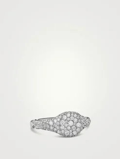 Petite Pavé Pinky Ring In 18k White Gold With Diamonds