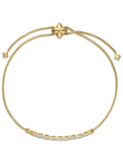 Petite Pavé Station Chain Bracelet In 18k Yellow Gold With Diamonds, 1mm