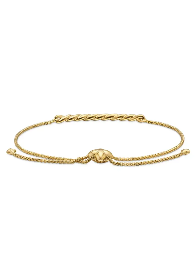 Petite Pavé Station Chain Bracelet In 18k Yellow Gold With Diamonds, 1mm