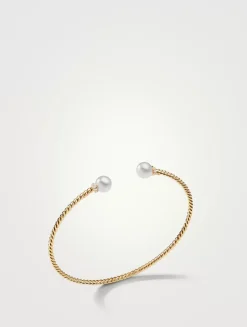 Petite Solari Pearl Bracelet In 18k Yellow Gold With Pavé Diamonds