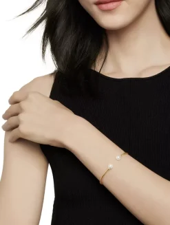 Petite Solari Pearl Bracelet In 18k Yellow Gold With Pavé Diamonds