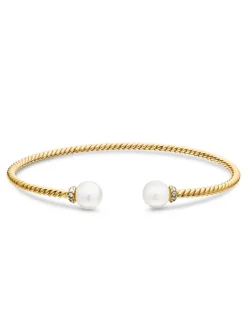 Petite Solari Pearl Bracelet In 18k Yellow Gold With Pavé Diamonds
