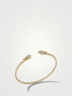 Petite Starburst Cable Bracelet In 18k Yellow Gold With Pavé Diamonds