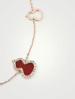 Petite Wulu 18K Rose Gold Bracelet With Diamonds And Red Agate