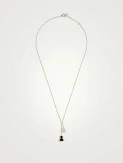 Petite Wulu 18K Rose Gold Necklace With Diamonds And Jade