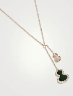 Petite Wulu 18K Rose Gold Necklace With Diamonds And Jade
