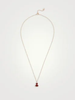 Petite Wulu 18K Rose Gold Red Agate Pendant Necklace With Diamonds
