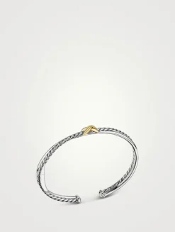 Petite X Center Station Bracelet In Sterling Silver With 18k Yellow Gold