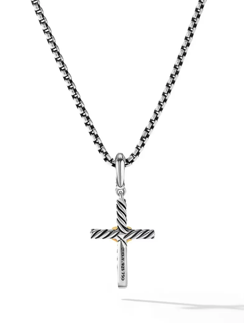 Petite X Cross Pendant In Sterling Silver With 18k Yellow Gold