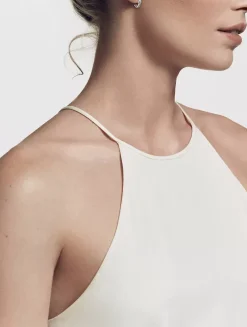 Petite X Hoop Earrings In Sterling Silver With Pavé Diamonds