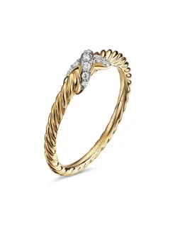 Petite X Ring In 18k Yellow Gold With Diamonds, 2.2mm