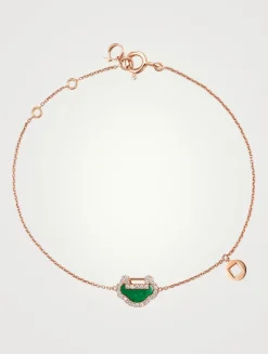 Petite Yu Yi 18K Rose Gold Bracelet With Diamonds And Jade