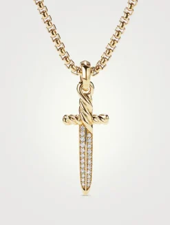 Petrvs® Dagger Amulet In 18k Yellow Gold With Pavé Diamonds