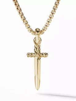 Petrvs® Dagger Amulet In 18k Yellow Gold With Pavé Diamonds