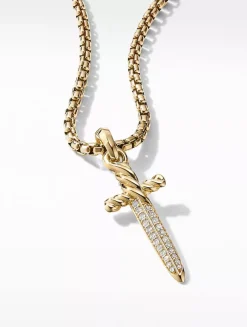 Petrvs® Dagger Amulet In 18k Yellow Gold With Pavé Diamonds