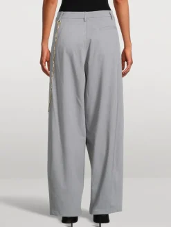 Phebe Wide-Leg Pants With Wallet Chain