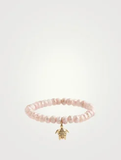 Pink Grapolite Beaded Bracelet With 14K Gold Diamond Rondelle