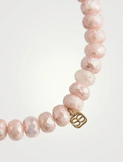 Pink Grapolite Beaded Bracelet With 14K Gold Diamond Rondelle