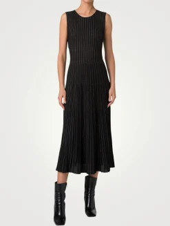 Pinstripe Sleeveless Midi Dress
