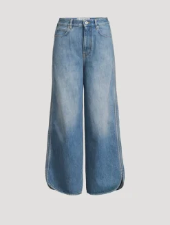 Piped Wide-Leg Jeans