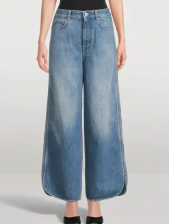Piped Wide-Leg Jeans