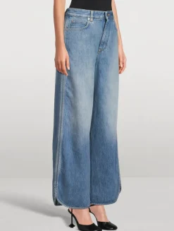 Piped Wide-Leg Jeans